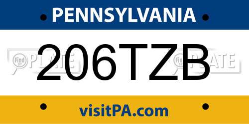 206TZB Pennsylvania License Plate