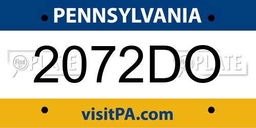 2072DO Pennsylvania License Plate