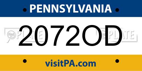 2072OD Pennsylvania License Plate