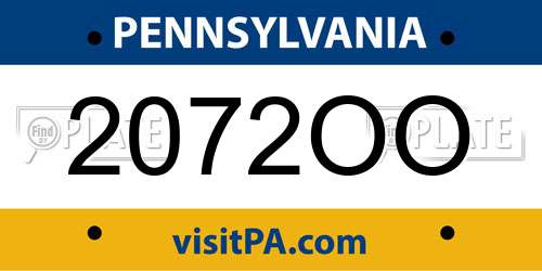 2072OO Pennsylvania License Plate