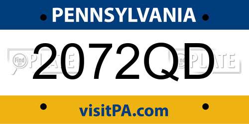 2072QD Pennsylvania License Plate