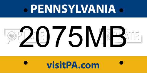 2075MB Pennsylvania License Plate