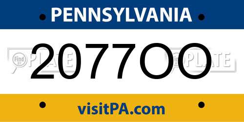 2077OO Pennsylvania License Plate