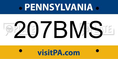 207BMS Pennsylvania License Plate