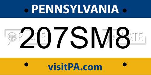 207SM8 Pennsylvania License Plate