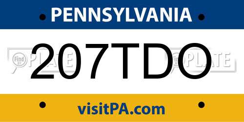 207TDO Pennsylvania License Plate