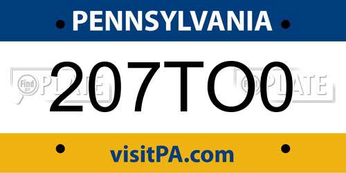 207TO0 Pennsylvania License Plate