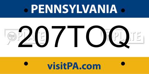 207TOQ Pennsylvania License Plate