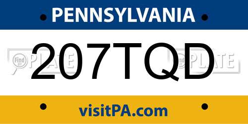 207TQD Pennsylvania License Plate