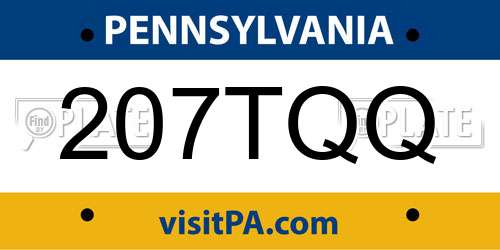 207TQQ Pennsylvania License Plate