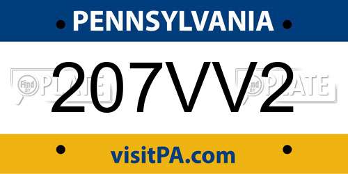 207VV2 Pennsylvania License Plate