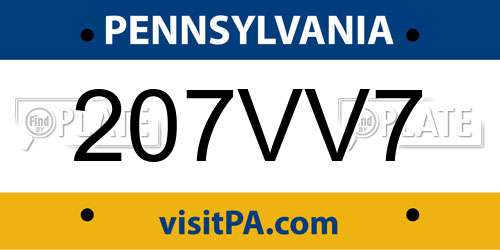 207VV7 Pennsylvania License Plate