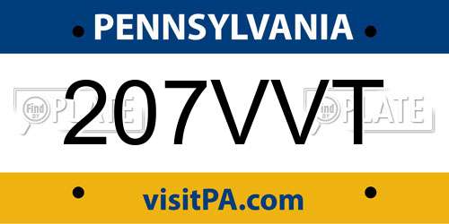 207VVT Pennsylvania License Plate