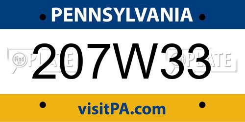 207W33 Pennsylvania License Plate