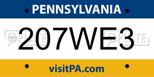 207WE3 Pennsylvania License Plate