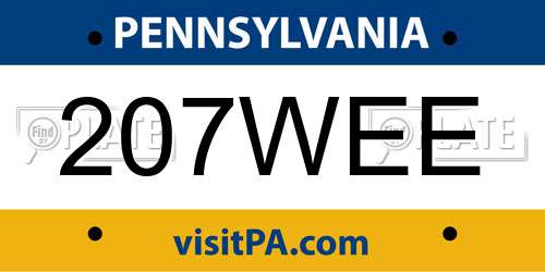 207WEE Pennsylvania License Plate