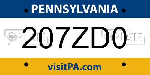 207ZD0 Pennsylvania License Plate