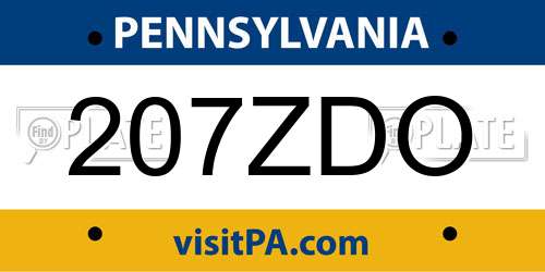 207ZDO Pennsylvania License Plate