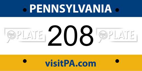 208 Pennsylvania License Plate