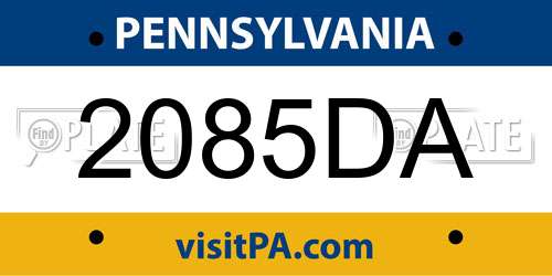2085DA Pennsylvania License Plate