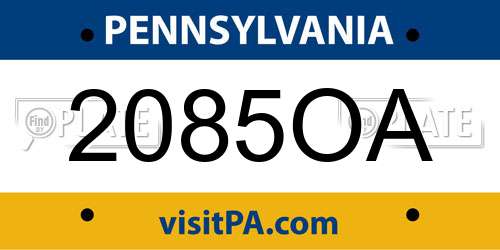 2085OA Pennsylvania License Plate