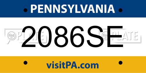 2086SE Pennsylvania License Plate