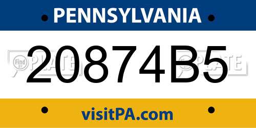 20874B5 Pennsylvania License Plate