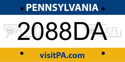 2088DA Pennsylvania License Plate