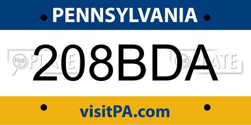 208BDA Pennsylvania License Plate
