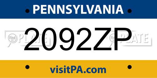2092ZP Pennsylvania License Plate