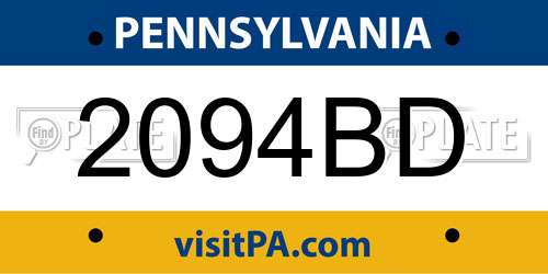 2094BD Pennsylvania License Plate