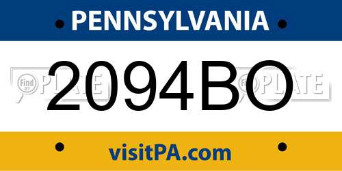 2094BO Pennsylvania License Plate