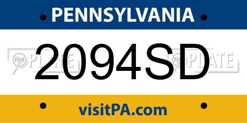 2094SD Pennsylvania License Plate