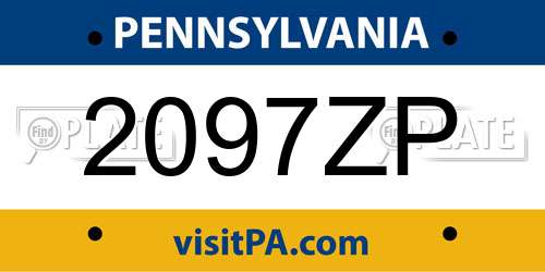 2097ZP Pennsylvania License Plate