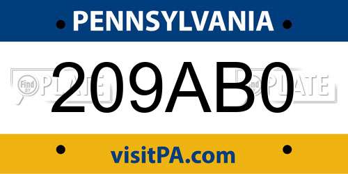 209AB0 Pennsylvania License Plate