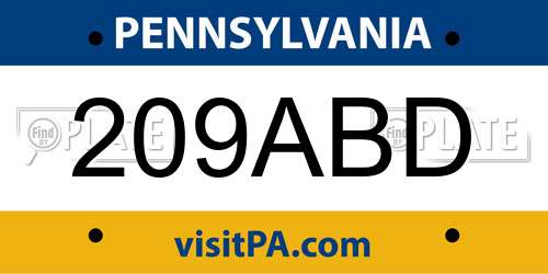 209ABD Pennsylvania License Plate
