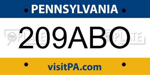 209ABO Pennsylvania License Plate