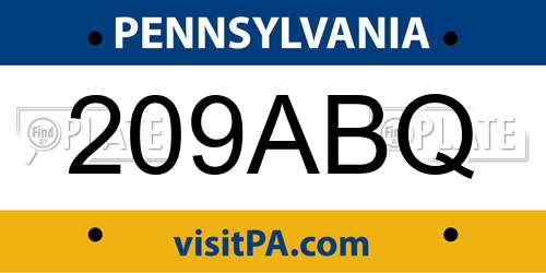209ABQ Pennsylvania License Plate