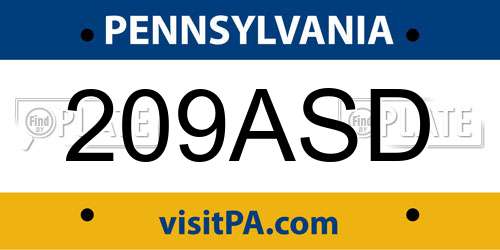 209ASD Pennsylvania License Plate