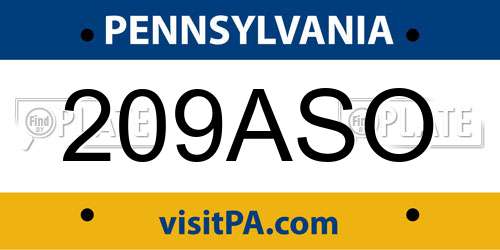 209ASO Pennsylvania License Plate