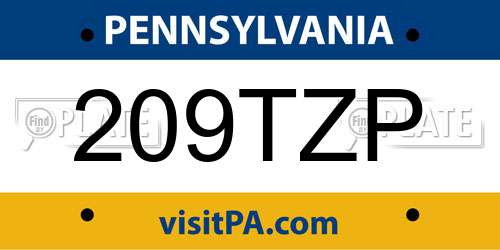 209TZP Pennsylvania License Plate