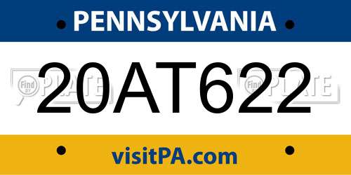 20AT622 Pennsylvania License Plate