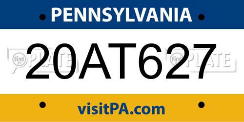20AT627 Pennsylvania License Plate