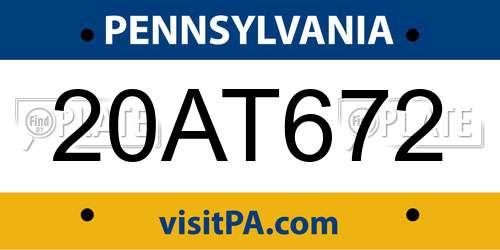 20AT672 Pennsylvania License Plate