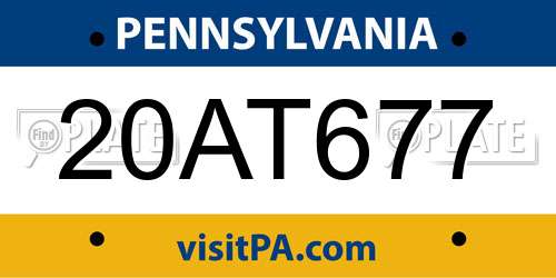 20AT677 Pennsylvania License Plate