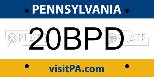 20BPD Pennsylvania License Plate