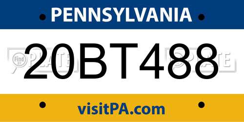 20BT488 Pennsylvania License Plate