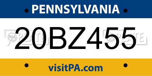 20BZ455 Pennsylvania License Plate