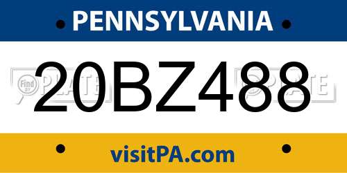 20BZ488 Pennsylvania License Plate
