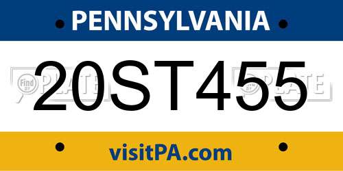 20ST455 Pennsylvania License Plate
